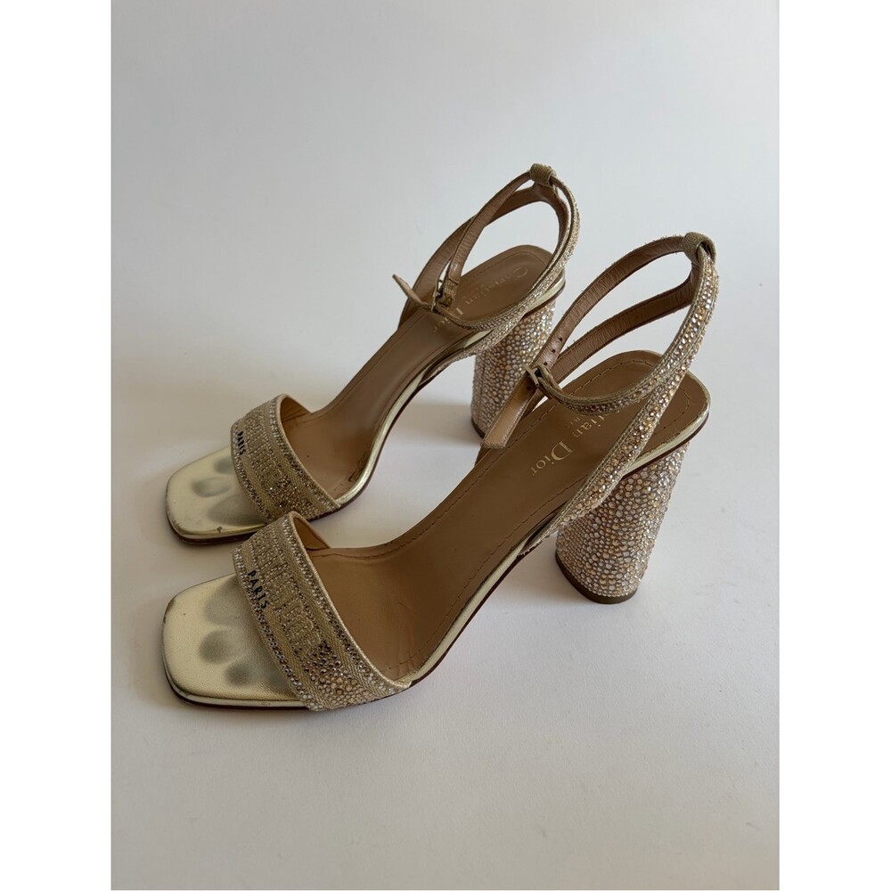 Christian Dior Dway Gold Crystals Sandal Heels - Picture 4 of 13